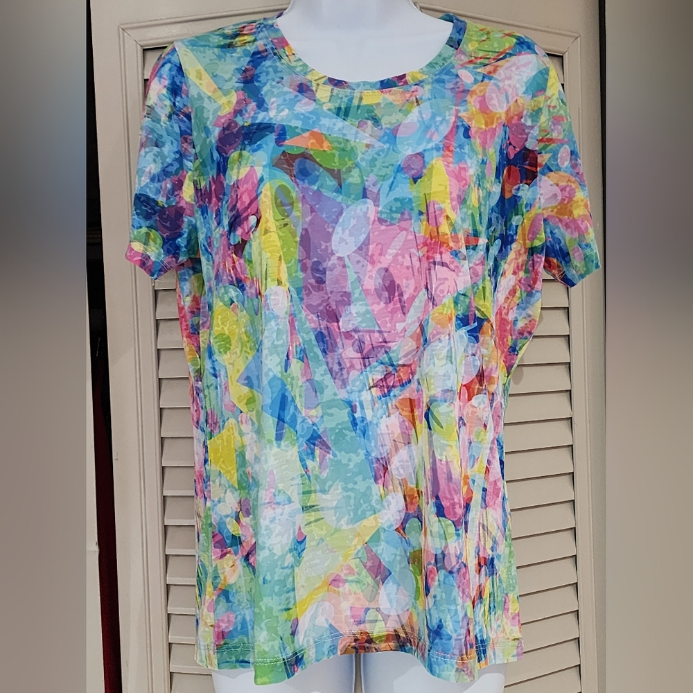 Alison Sheri Colorful Abstract Print Women's Top